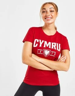 Official Team Wales Cymru Short Sleeve T-Shirt Rød