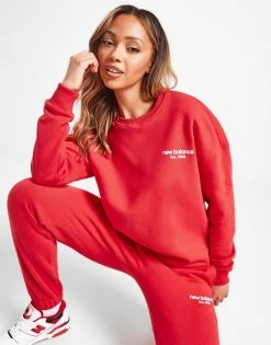 New Balance Small Logo Crew Sweatshirt Rød